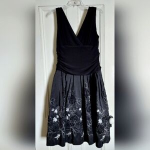 Black party dress with silver accents